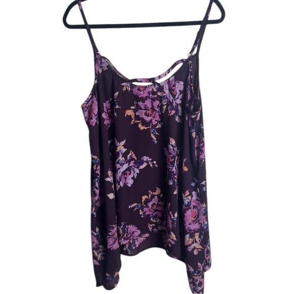 Torrid Size 2 Georgette Sharkbite Hem Swing Cami Purple Floral Tank Top 2X - Picture 4 of 8